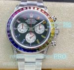 IPK Factory Replica Swiss Rolex Daytona Rainbow Diamond Bezel Men 40MM Watch